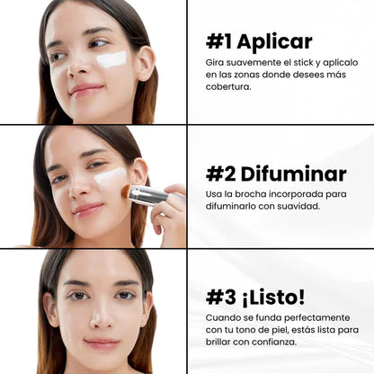 Base de maquillaje 2 en 1 con brocha integrada